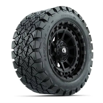 14" GTW Barricade Gloss Black Wheels with Lifted Golf Cart Tire GTW