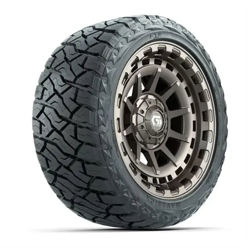 14" GTW Barricade Satin Bronze Wheels with Lifted Golf Cart Tire GTW