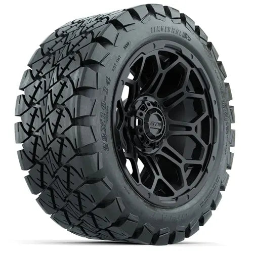 14" GTW Bravo Matte Black Wheels with Lifted Golf Cart Tire GTW