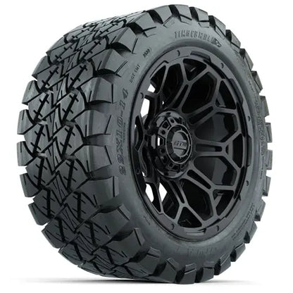 14" GTW Bravo Matte Black Wheels with Lifted Golf Cart Tire GTW