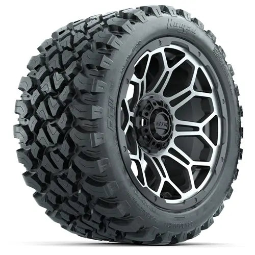 14" GTW Bravo Matte Grey Wheels with Lifted Golf Cart Tire GTW