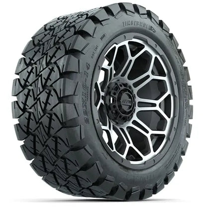 14" GTW Bravo Matte Grey Wheels with Lifted Golf Cart Tire GTW