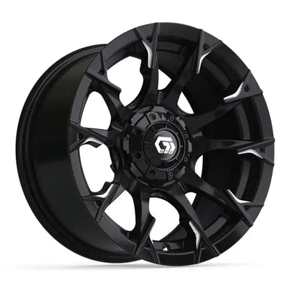 14" GTW Diablo Gloss Black Wheels with Lifted Golf Cart Tire GTW