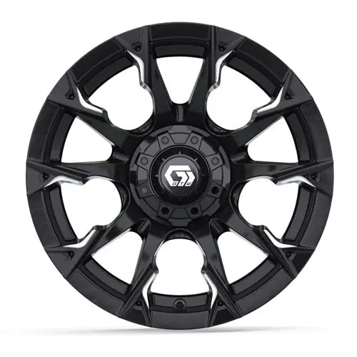 14" GTW Diablo Gloss Black Wheels with Lifted Golf Cart Tire GTW