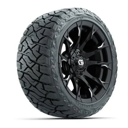 14" GTW Diablo Gloss Black Wheels with Lifted Golf Cart Tire GTW