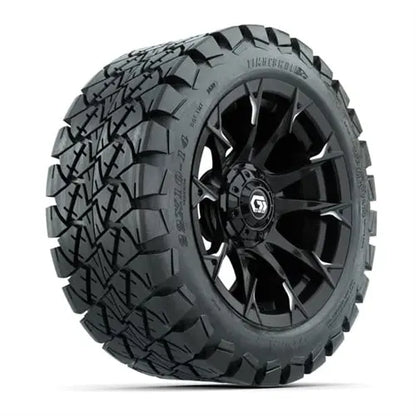 14" GTW Diablo Gloss Black Wheels with Lifted Golf Cart Tire GTW