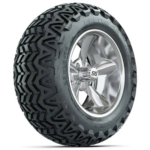 14" GTW Godfather Chrome Wheels with Lifted Golf Cart Tire GTW