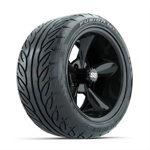 14" GTW Godfather Gloss Black Wheels with Lifted Golf Cart Tire GTW