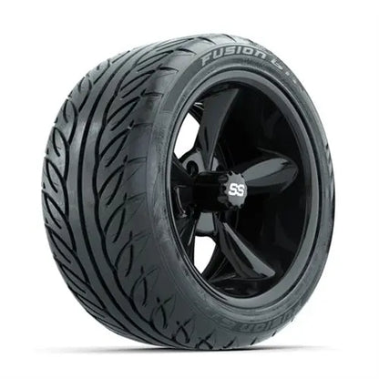 14" GTW Godfather Gloss Black Wheels with Lifted Golf Cart Tire GTW