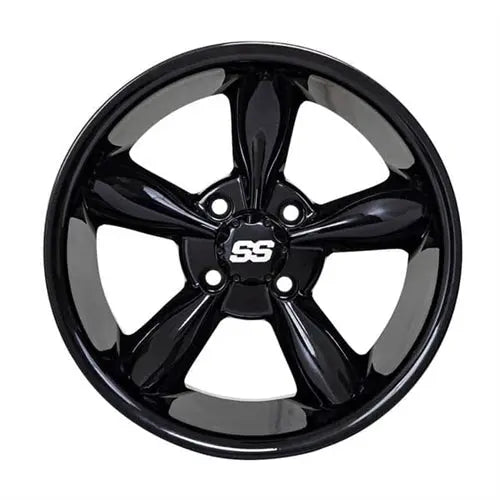 14" GTW Godfather Gloss Black Wheels with Lifted Golf Cart Tire GTW
