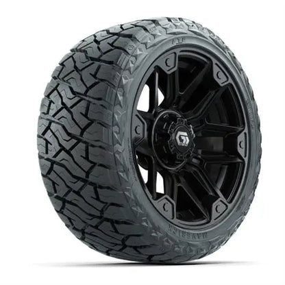 14" GTW Graffiti Gloss Black Wheels with Lifted Golf Cart Tire GTW