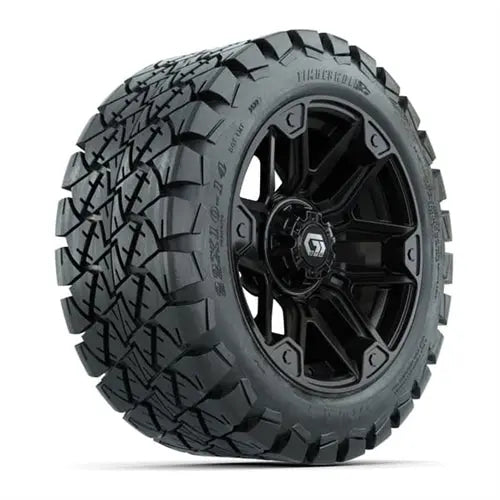14" GTW Graffiti Gloss Black Wheels with Lifted Golf Cart Tire GTW