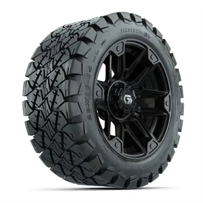 14" GTW Graffiti Gloss Black Wheels with Lifted Golf Cart Tire GTW