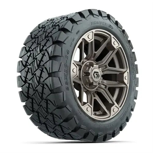 14" GTW Graffiti Satin Bronze Wheels with Lifted Golf Cart Tire GTW
