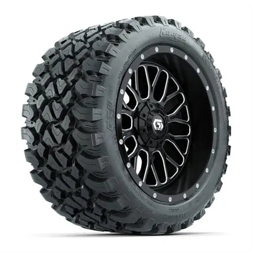 14" GTW Helix Machined Black Wheels with Lifted Golf Cart Tire GTW