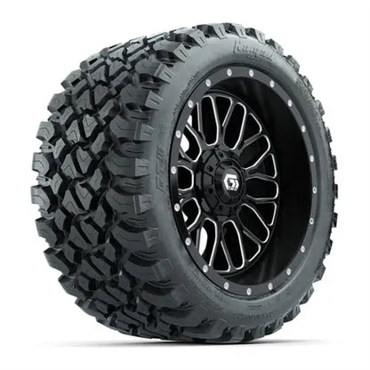 14" GTW Helix Machined Black Wheels with Lifted Golf Cart Tire GTW