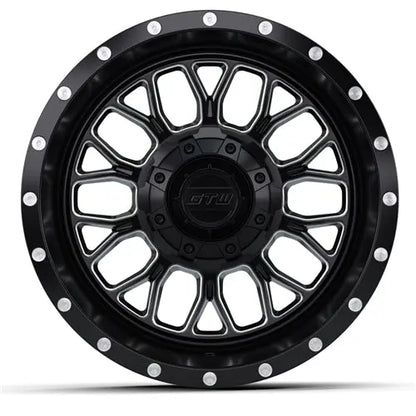 14" GTW Helix Machined Black Wheels with Lifted Golf Cart Tire GTW