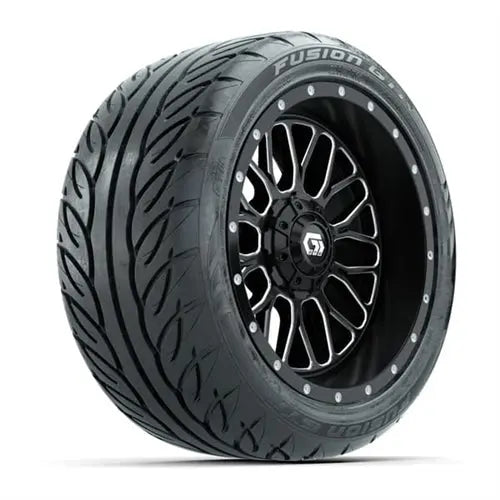 14" GTW Helix Machined Black Wheels with Lifted Golf Cart Tire GTW