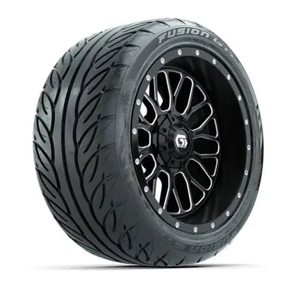 14" GTW Helix Machined Black Wheels with Lifted Golf Cart Tire GTW