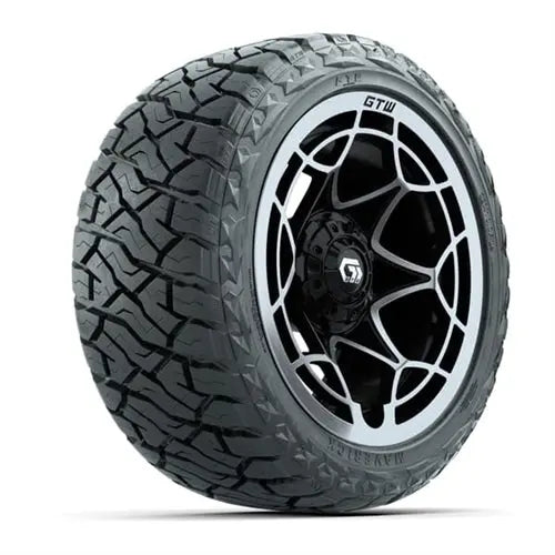 14" GTW Nexus Gloss Black Wheels with Lifted Golf Cart Tire GTW