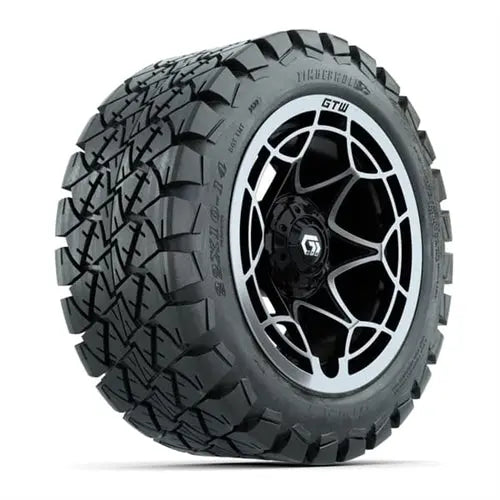 14" GTW Nexus Gloss Black Wheels with Lifted Golf Cart Tire GTW
