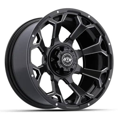 14" GTW Raven Matte Black Wheels with Lifted Golf Cart Tire GTW
