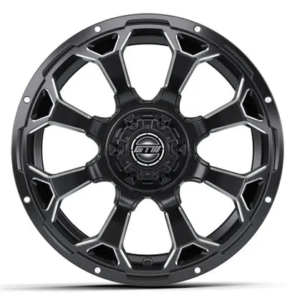 14" GTW Raven Matte Black Wheels with Lifted Golf Cart Tire GTW