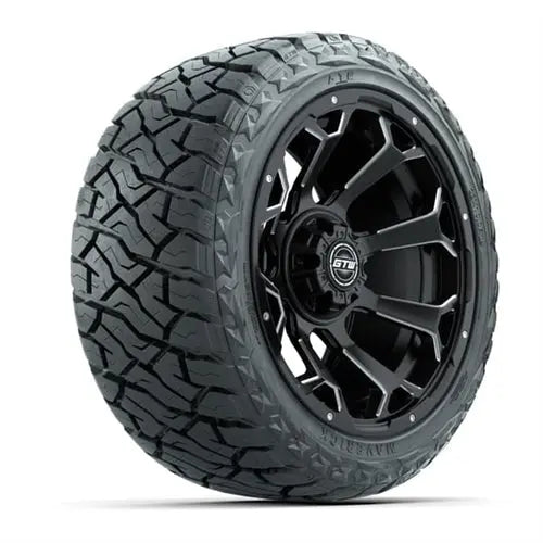 14" GTW Raven Matte Black Wheels with Lifted Golf Cart Tire GTW