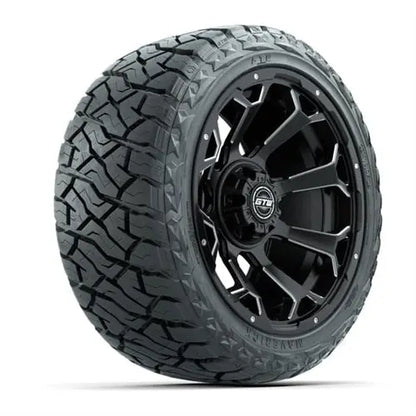 14" GTW Raven Matte Black Wheels with Lifted Golf Cart Tire GTW