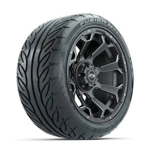 14" GTW Raven Matte Grey Wheels with Lifted Golf Cart Tire GTW