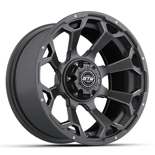 14" GTW Raven Matte Grey Wheels with Lifted Golf Cart Tire GTW