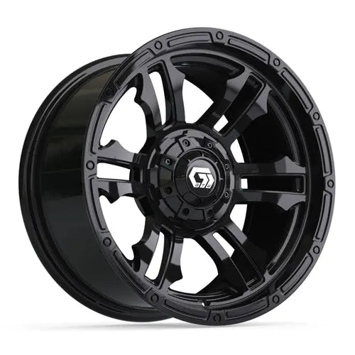 14" GTW Shogun Gloss Black Wheels with Lifted Golf Cart Tire GTW