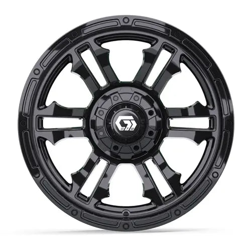 14" GTW Shogun Gloss Black Wheels with Lifted Golf Cart Tire GTW