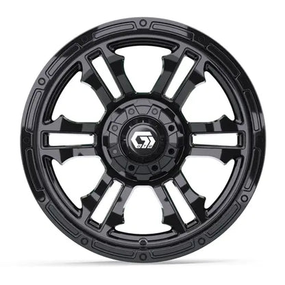 14" GTW Shogun Gloss Black Wheels with Lifted Golf Cart Tire GTW