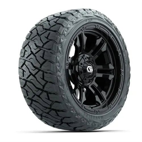 14" GTW Shogun Gloss Black Wheels with Lifted Golf Cart Tire GTW