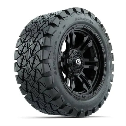 14" GTW Shogun Gloss Black Wheels with Lifted Golf Cart Tire GTW