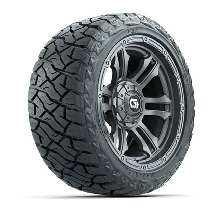 14" GTW Shogun Gloss Gunmetal Wheels with Lifted Golf Cart Tire GTW