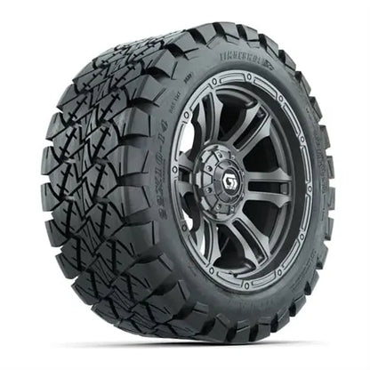 14" GTW Shogun Gloss Gunmetal Wheels with Lifted Golf Cart Tire GTW