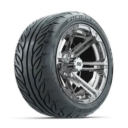 14" GTW Specter Chrome Wheels with Lifted Golf Cart Tire GTW