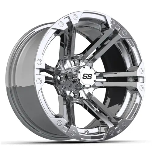 14" GTW Specter Chrome Wheels with Lifted Golf Cart Tire GTW