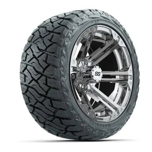 14" GTW Specter Chrome Wheels with Lifted Golf Cart Tire GTW