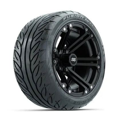 14" GTW Specter Matte Black Wheels with Lifted Golf Cart Tire GTW