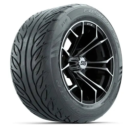 14" GTW Spyder Machined & Black Wheels with Lifted Golf Cart Tire GTW