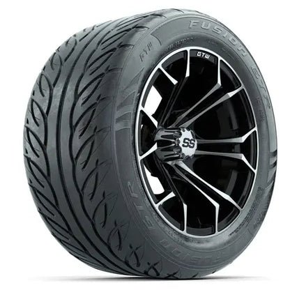 14" GTW Spyder Machined & Black Wheels with Lifted Golf Cart Tire GTW