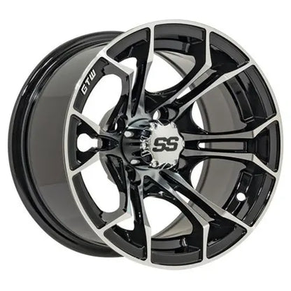14" GTW Spyder Machined & Black Wheels with Lifted Golf Cart Tire GTW