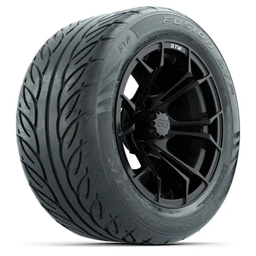 14" GTW Spyder Matte Black Wheels with Lifted Golf Cart Tire GTW