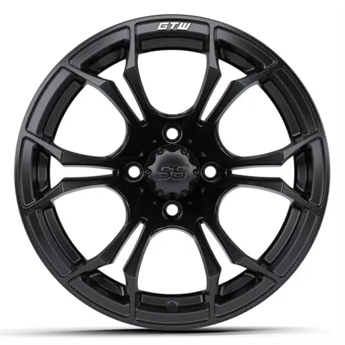 14" GTW Spyder Matte Black Wheels with Lifted Golf Cart Tire GTW