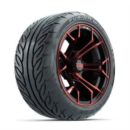 14" GTW Spyder Red & Black Wheels with Lifted Golf Cart Tire GTW