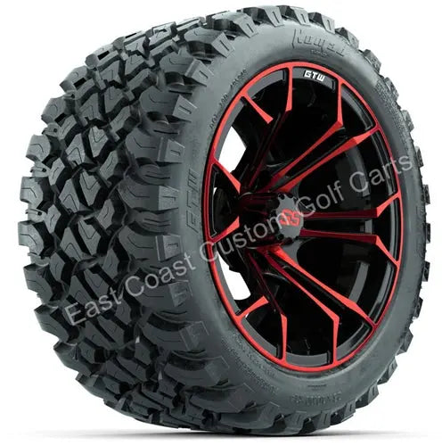 14" GTW Spyder Red & Black Wheels with Lifted Golf Cart Tire GTW