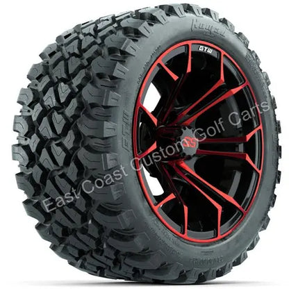 14" GTW Spyder Red & Black Wheels with Lifted Golf Cart Tire GTW